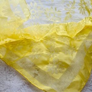 Vintage 1970s Scarf In Yellow Floral.